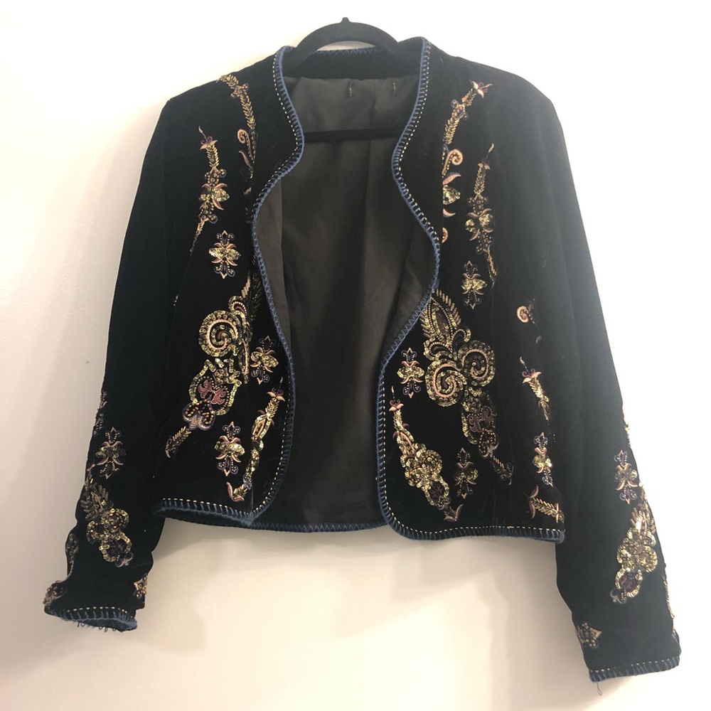 Zara velvet embroidered blazer